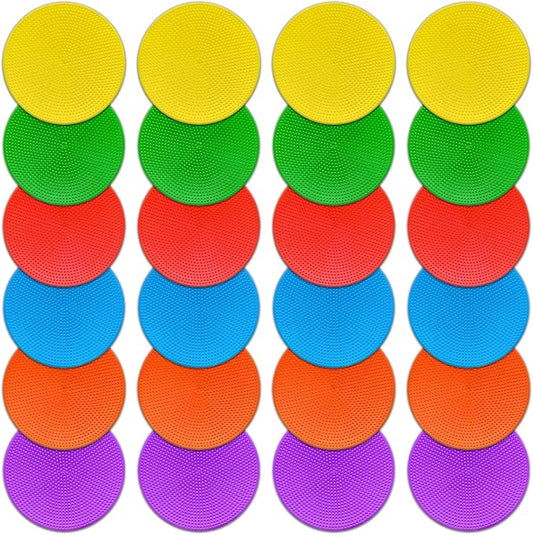 4 inch/9 Inch Colored Poly Spot Marker 12 Pcs, Non-Slip Rubber Agility Markers Flat Field Cones Floor Dots for Football, Basketball Training Markers, Dance Practice and Drills with Flat Cones Points