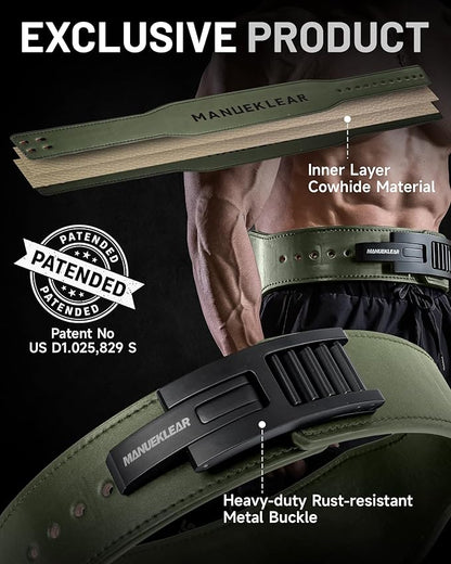 MANUEKLEAR Tapered Lever Weight Lifting Belt, 10MM Quick Locking Lever Belt Weightlifting Men, Lifting Belt Lever for Powerlifting & Deadlifts