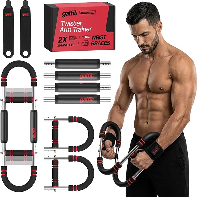 Twister Arm Trainer - Chest Workout Equipment for Full-Body Training with Adjustable Resistance Levels, Professional Arm Workout Machine with Wrist Braces, Chest Exerciser for Men and Women