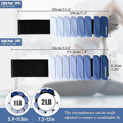 Wrist & Ankle Weights for Women and Men, 2lbs/4lbs Pairs Adjustable Silicone Weighted Bangles for Arm & Leg Workouts, Perfect for Pilates, Barre, Yoga, Walking & Home Fitness 24055