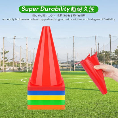 BiAnYC 7 Inch Plastic Sport Training Traffic Cones- Set of 10 Pcs/25 Pcs, 5 Colors(Orange/Yellow/Red/Blue/Green)