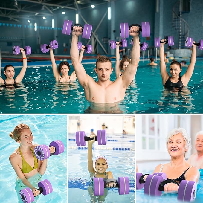 Sportneer Water Weights Aquatic Exercise Dumbbells Water Dumbbell Aerobics Workouts Set of 2 EVA Foam Pool Weights Dumbbells Set Aqua Fitness Barbells Equipment for Water Aerobics Weight Loss
