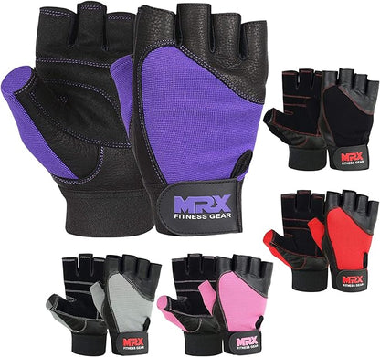 MRX Weight Lifting Gloves Gym Training Bodybuilding Fitness Powerlifting Workout Weightlifting Gloves Genuine Leather for Men & Women