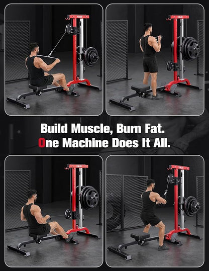 YOLEO Smooth Dual Pulley System Power Cage, 1700LBS Adjustable Cable Crossover Power Rack, Multi-Functional Squat Rack for Home Gym