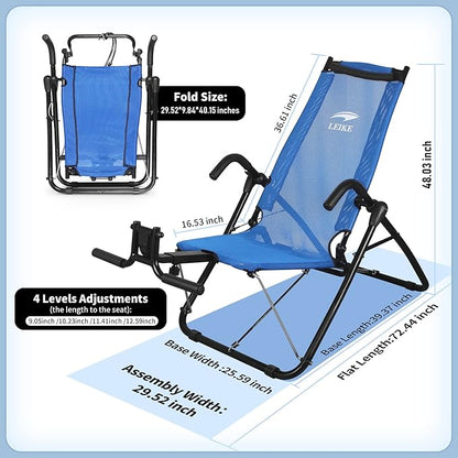 Leikefitness Ab Exercise Chair Core Strengthening Lightweight Foldable Sport Abdominal Exerciser Strength Training Inversion Equipment AB3900(Blue)