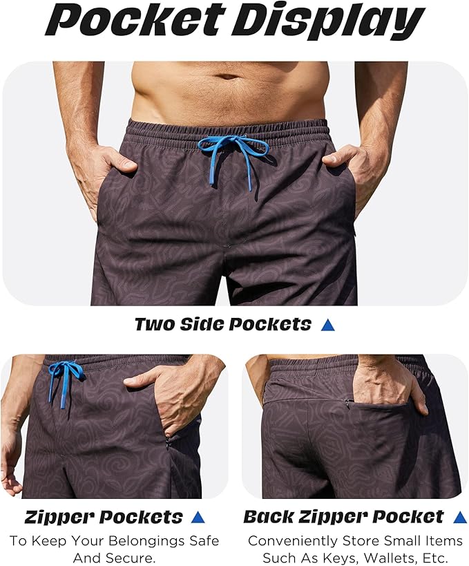 Men 2 in 1 Running Shorts with Compression Liner 5" 7" Quick Dry Workout Athletic Shorts with Pockets Towel Loop