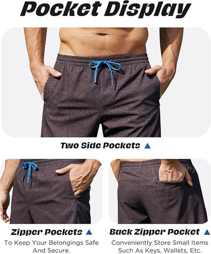 Men 2 in 1 Running Shorts with Compression Liner 5" 7" Quick Dry Workout Athletic Shorts with Pockets Towel Loop
