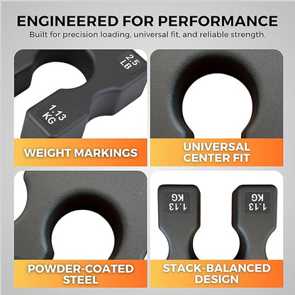2.5 LB and 5 LB Weight Stack Add On – Weight Stack Adapter Plate for Home Gym & Exercise Machines, Add Resistance to Weight Stack, Incremental Weight Adjustments for Improved Strength Training Results