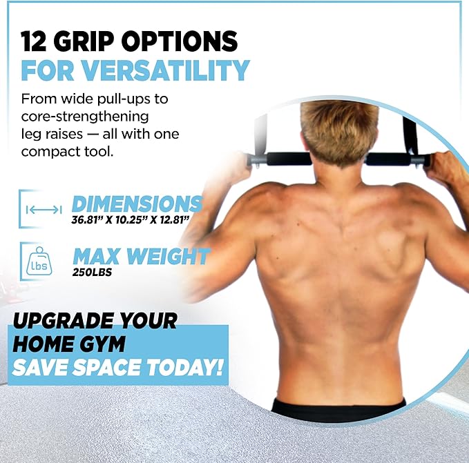 Stamina Products Multi-Function Pull-Up Bar for At-Home Upper-Body Workouts with 12 Grip Options for Targeting Chest, Shoulders, Back, Arms or Core