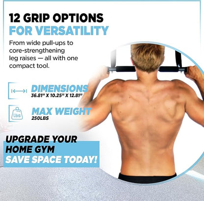 Stamina Products Multi-Function Pull-Up Bar for At-Home Upper-Body Workouts with 12 Grip Options for Targeting Chest, Shoulders, Back, Arms or Core