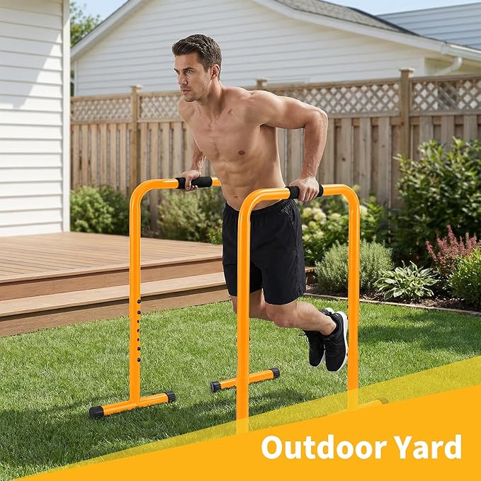 NEWBULIG Dip Bar Station, Adjustable Pull Up Bar for Doorway with Soft High-Density Foam Handles, Heavy Duty Dip Stands for Home, Gym, Patio, Office