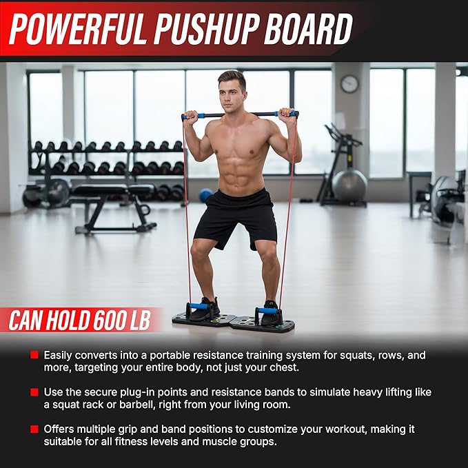 20 in 1 Push Up Board for Men – Multi Functional Pushup Board System, At Home Workout Equipment for Chest, Arms & Shoulders – Professional Fitness Floor Exercise & Strength Training Equipment