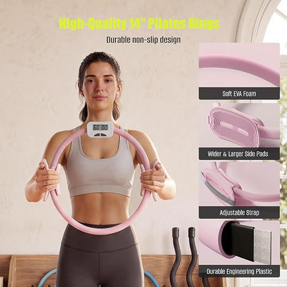 Pilates Kit with Rep Counter Ring for Home Workouts, Includes Pilates Ball, Resistance Bands & Grip Socks, Full Body Workout Set for Women, Beginner-Friendly