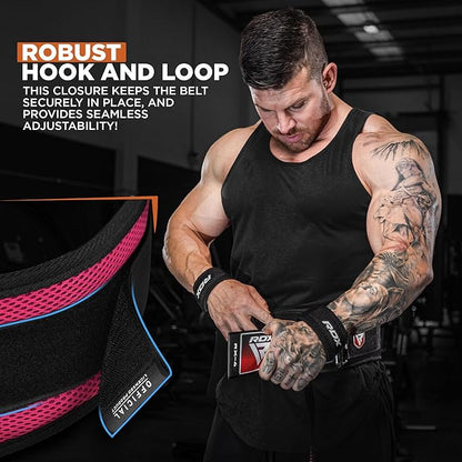 RDX Weight Lifting Belt, Curved Padded Back Lumbar Support, Fitness, Core Exercise Workout Bodybuilding Powerlifting Deadlifts Squats, Ladies Gents Men Women Home Gym Equipment
