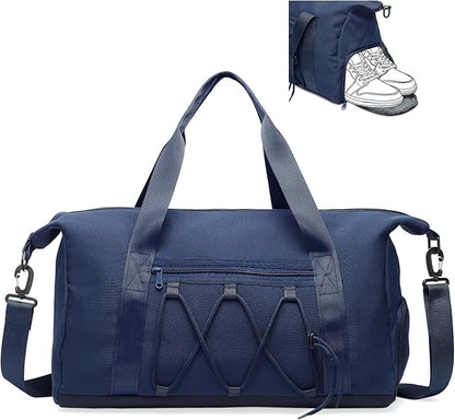 Lightweight Gym Bag for Men & Women, Water Resistant Sports Duffel Bag with Shoe Compartment & Wet Pocket for Travel Weekender & Fitness, Blue