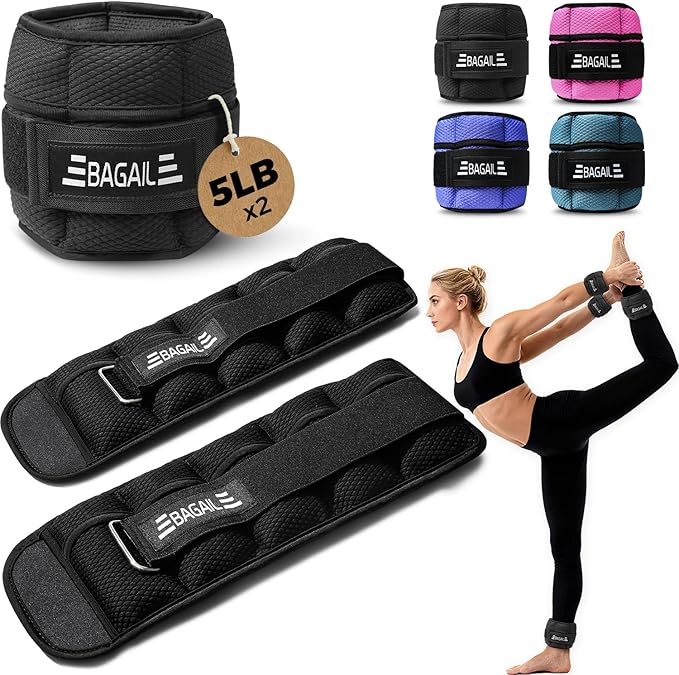 BAGAIL Ankle Wrist Weights for Women & Men, One Pair of 1/2/4/6/8/10 LBS Wearable Leg Arm Weights with Sleek Design & Secure Fit for Walking, Running, Pilates, Home Fitness & Physical Therapy
