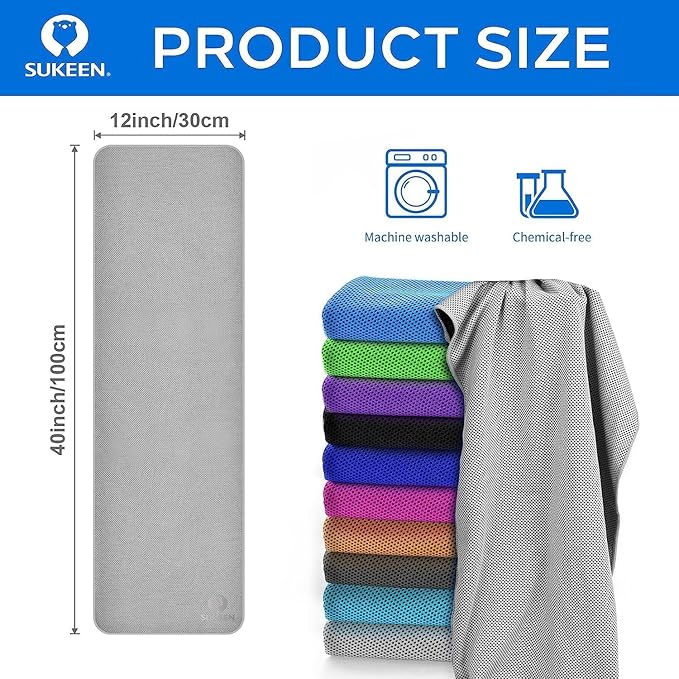 Sukeen Cooling Towel (40"x12"), Ice Towel, Soft Breathable Cooling Towels for Hot Weather, Gym Towels for Sport, Yoga, Running, Workout, Camping, Fitness,Workout & More Activities