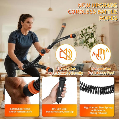 Ropeless Battle Ropes Adjustable Weight, Portable Cordless Battle Ropes for Home Gym with Storage Bag, High Calorie Burn for Men & Women, Fitness Equipment for HIIT & Low-Impact Aerobic Training