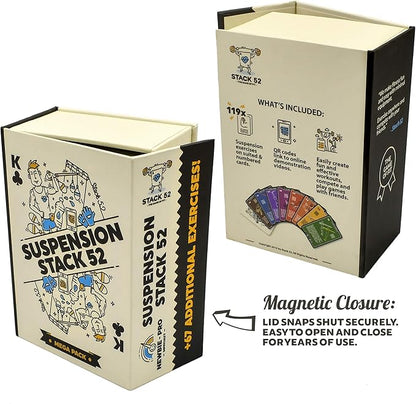 Stack 52 Suspension Exercise Cards Compatible with All Suspension Trainers. Suspended Bodyweight Resistance Workout Game. Video Instructions Included. Fun Home Fitness Program.(Mega Pack)