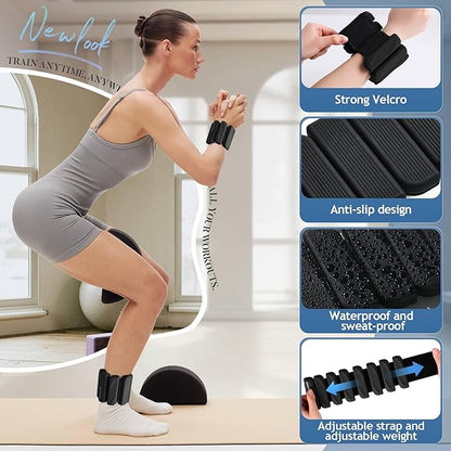 Ankle Weights Set of 2 (1 lb/2 lb Each) for Women Men Adjustable Wrist Bracelet for Home Gym Weighted Bangles Wristbands Leg Arm Weights for Walking Swimming Running Pilates Yoga Gym