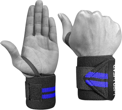 Elastic Wrist Wraps for Powerlifting, Strength Training, Bodybuilding, Cross Training, Olympic Weightlifting, Yoga Support - One Size Fits All