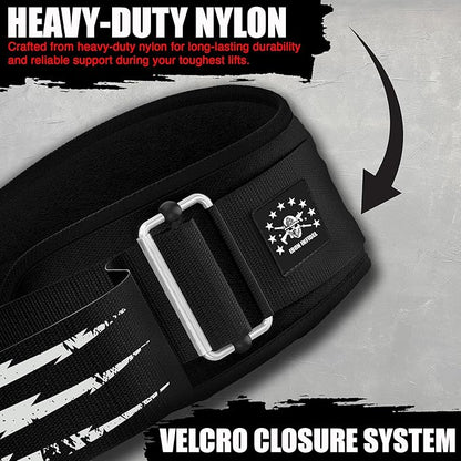 Iron Infidel Recon Weight Lifting Belt - 4" Wide Self Locking Gym Belt for Men & Women, EVA Foam Core Support Weight Belt for Squatting, Deadlifting, Powerlifting, Workout, Fitness & Crossfit