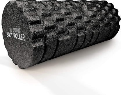 High Density Foam Roller Massager for Deep Tissue Massage of The Back and Leg Muscles - Self Myofascial Release of Painful Trigger Point Muscle Adhesions - 13" Black