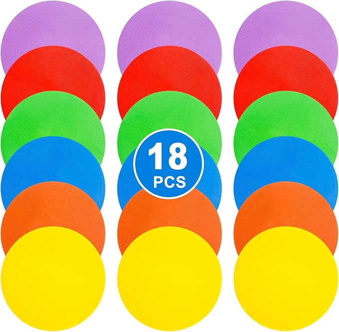 9 inch Spot Markers Flat Field Cones, Non Slip Rubber Agility Markers Flat Field Cones for Soccer Basketball Sports Speed Agility Training （18 pcs）