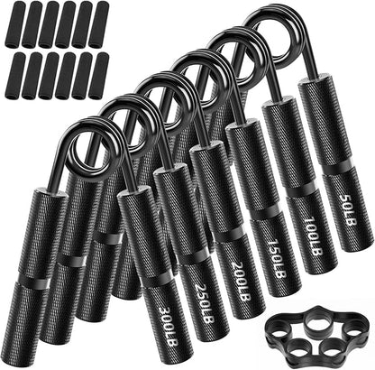 Hand Grip Strengthener Set, 6-Pack 50LB to 300LB Hand Grips Finger Strengthener, Heavy-Duty Grip Strength Trainer with Protective Foam for Forearm Exercise, Hand Gripper, Hand Therapy, Ideal for Home Gym and Muscle Building
