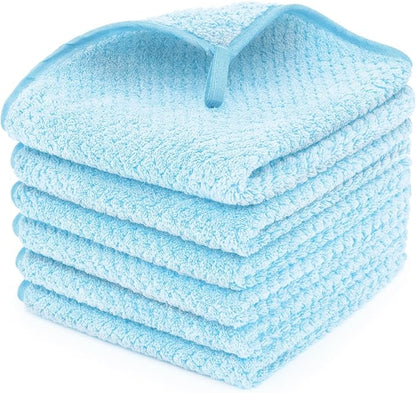 6 Pack Washcloth Set - Quick Drying & Absorbent Microfiber Gym Towels 13x13 inches - Lightweight & Thin Yoga Towels - Multi-Purpose Camping Towels for SPA, Hotel & Bathroom, Light Blue