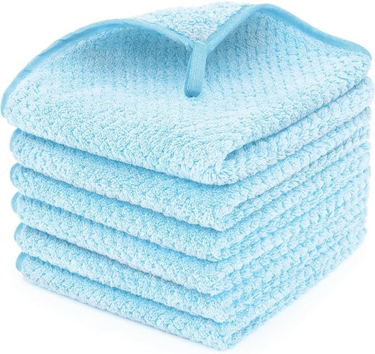 6 Pack Washcloth Set - Quick Drying & Absorbent Microfiber Gym Towels 13x13 inches - Lightweight & Thin Yoga Towels - Multi-Purpose Camping Towels for SPA, Hotel & Bathroom, Light Blue