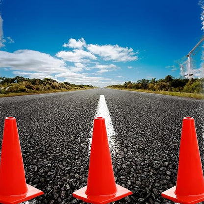 Heavy Duty Agility Training Cones (2 in, 6 in, 9 in, 12 in, 18 in, 28 in) for Sports and Kids Coaching, Multipurpose Field Marker Cones, Soccer, Basketball Drills, Bike, Motorcycle Training