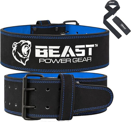 Beast Power Gear Weight Lifting Belts - Free Strap 4” Wide 10mm Thick for Weightlifting Bodybuilding Powerlifting Belt Superior Back Support Gym Belts for Men Women