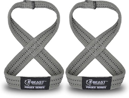 Figure 8 Lifting Strap- Strongman 10-14" Deadlift Straps- True Grip Support & Heavy Duty Wrist Straps for Weightlifting Women Men- Hand Straps for Weight Lifting Figure 8 Straps for Gym Workout