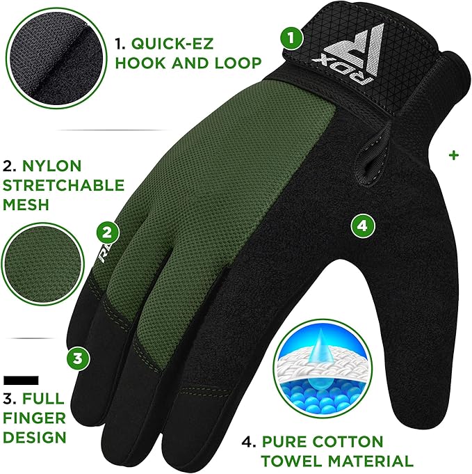 RDX Weight Lifting Gloves Gym Workout, Full Finger Touch Screen, Breathable Anti Slip Padded Palm Protection, Fitness Strength Training Powerlifting HIIT WOD Exercise, Men Women Home Gym Cycling