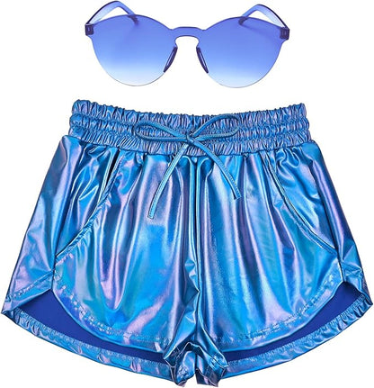 Perfashion Women's Metallic Shorts Summer Sparkly Hot Outfit Shiny Short Pants