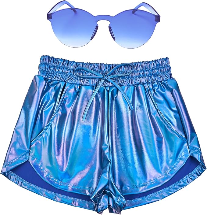 Perfashion Women's Metallic Shorts Summer Sparkly Hot Outfit Shiny Short Pants