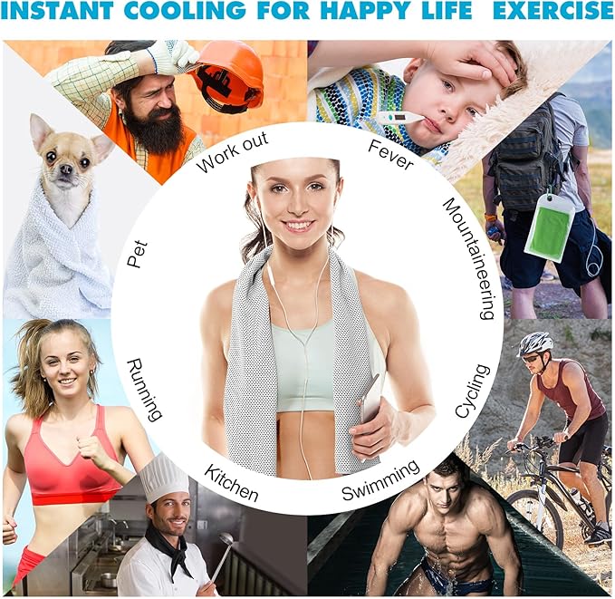 Honoson 20 Packs Cooling Towel, 43" x 16" Ice Towel for Neck and Face Microfiber Breathable Sport Sweat Rag for Gym, Yoga, Travel, Camping, Running, Fitness, Workout & More Activities