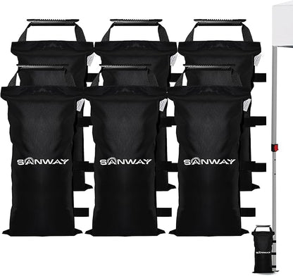SANWAY 180 LBS (Unfilled) Sand Bags for Canopy Weights, Windproof-Portable and Durable to Secure Tents, Canopies, and Umbrellas-Black