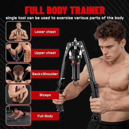 Hydraulic Twister Arm Trainer & Ab Roller, 2-in-1 Adjustable Chest Workout Equipment for 22-440lbs Resistance, Full Body Trainer for Men & Women