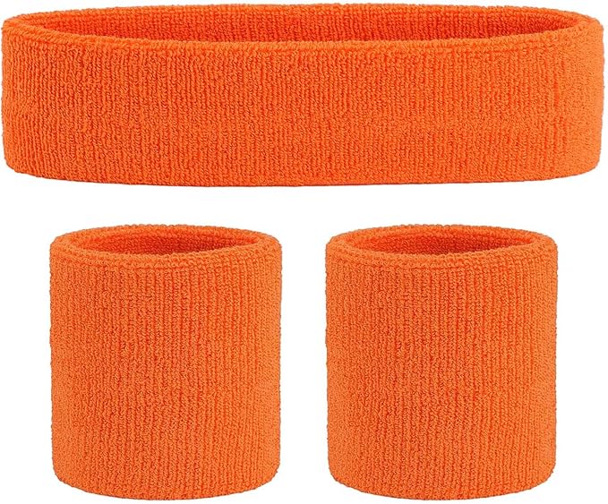 ONUPGO Sweatband Set Sports Headband Wristband Set Sweatbands Terry Cloth Wristband Wrist Sweatband Headbands Moisture Wicking Sweat Absorbing Head Band