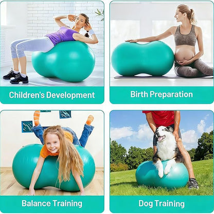 Peanut Ball - Exercise Ball Anti Burst Yoga Ball for Labor Birthing, Physical Therapy for Kids, Core Strength, Flexible Seating, Home & Gym Fintness, Sensory Chair Wiggle Seat for Boys and Girls