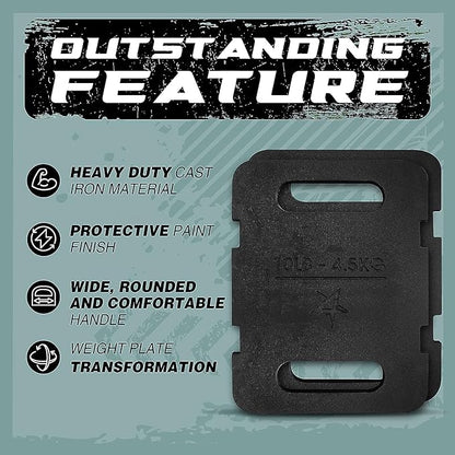 Yes4All Attachable Rucking Weight for Backpack, Cast Iron Training Weight Plate with Quick-Attach Strap Slots, Ergonomic Rounded Handle for Weighted Walking, Hiking, Rucking