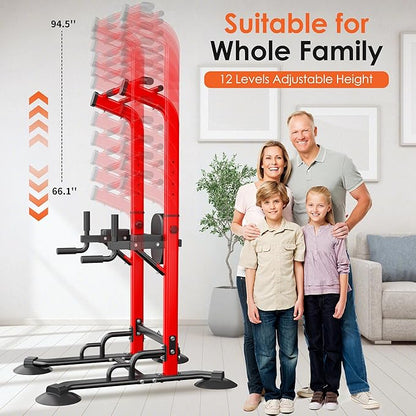 SogesPower Pull Up Bar Station Power Tower,12-Level Adjustable Multi-Function Pull Up Dip Station for Home Gym, Pull Up Bar Stand Dip Bar Strength Training Fitness Equipment