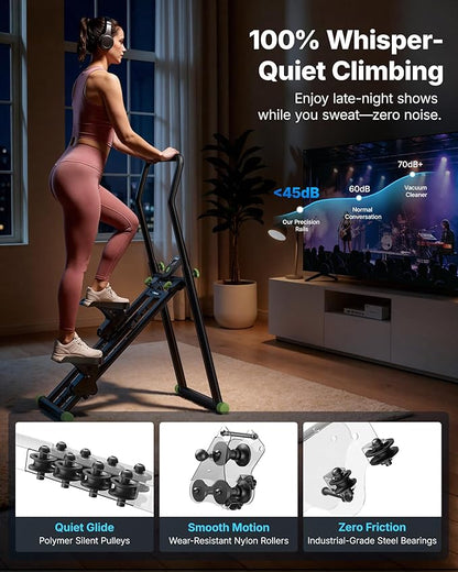 MERACH Stair Stepper for Home Gym Exercise, New Version Stairmaster for Full-Body Workout, Compact Folding Stair Climber with Extended Step Range, Adjustable Handlebar/Pedal