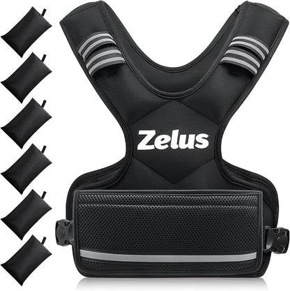 ZELUS Weighted Vest for Men and Women | 4-10lb/11-20lb/20-32lb Vest with 6 Ironsand Weights for Home Workouts | Adjustable Body Weight Vest Exercise Set for Cardio and Strength Training
