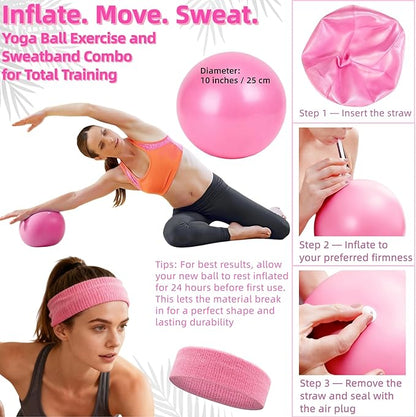 Home Leg and Glute Workout Equipment Set, Ankle Resistance Bands with Cuffs & Exercise Bands Yoga Ball, Women Ankle Weights Band for Working Out Butt Fitness and Booty Trainer, Pilates Equipment Kit