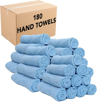 Arkwright Microfiber Gym Towel - (Case of 180) Bulk Soft Lightweight Quick Dry Hotel Quality Hand Towels, Sweat Absorbent, Perfect for Workout, Yoga, Spa, Bathroom, 15 x 24 in, Blue