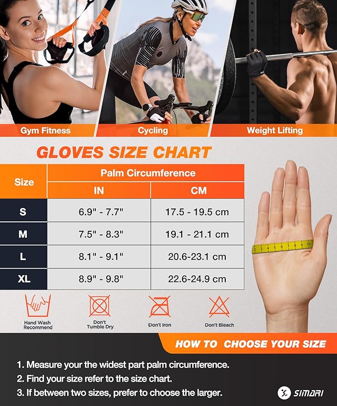 SIMARI GEL Pad Cycling Gloves for Men & Women, Workout Gloves with Cushion, Breathable, Grip, Gift for Gym Exercise, Biking, Weight Lifting Training, Fitness, Black, Pink, Cyan, White Size XS S M L XL