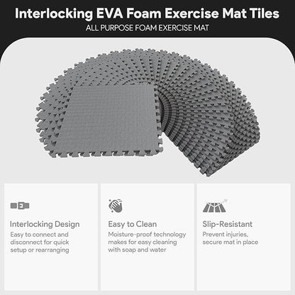BalanceFrom Puzzle Exercise Mat 1/2" Thick, EVA Interlocking Foam Floor Tiles for Home Gym, Mat for Home Workout Equipment, Floor Padding for Kids, Multiple Sizes and Colors